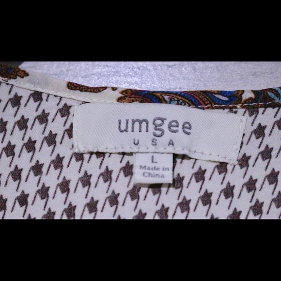 UMGEE USA cream multi pattern boho top Sz L - Picture 3 of 8